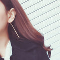 Gold Silver and Black Straight Bar Long Hook Earrings view 3