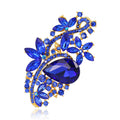 Blue Gold Tone Flower Crystal Nine Designs Metal Brooch Pin view 7