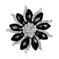 Black Silver Tone Flower Resin Metal Brooch Pin for Jackets and Lapels view 5