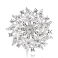 Pink Silver Tone Flower Crystal Metal Brooch Pin for Jackets and Lapels view 6