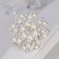 Silver Tone Pearl Crystal Floral Swirl Crystal Pearl Look Metal Brooch Pin view 5