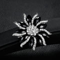 Black Silver Tone Flower Resin Metal Brooch Pin for Jackets and Lapels view 1