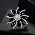 Black Silver Tone Flower Resin Metal Brooch Pin for Jackets and Lapels view 3