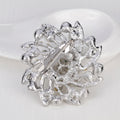 Silver Tone Pearl Crystal Floral Swirl Crystal Pearl Look Metal Brooch Pin view 3
