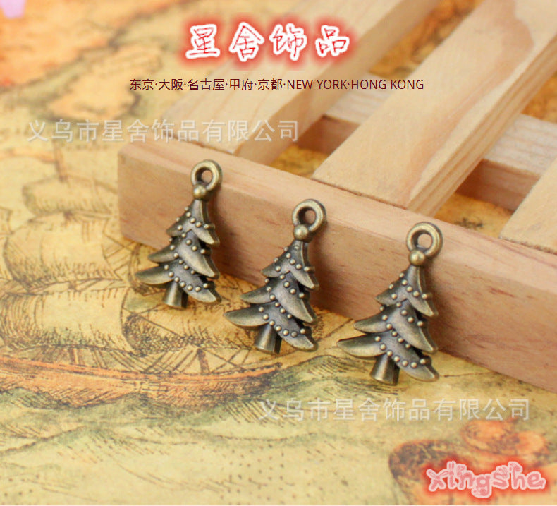 Alloy Christmas Tree Charm Pendant 21x14mm