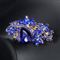 Blue Gold Tone Flower Crystal Nine Designs Metal Brooch Pin view 2