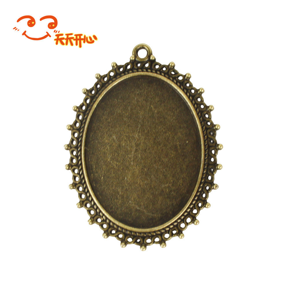 30x40mm Oval Alloy Cabochon Tray Pendant Base