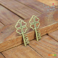 Vintage Clover Heart Key Charm Pendant 27x12mm