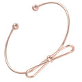 Rose Gold Tone Bow Adjustable Open Bangle Bracelet view 4