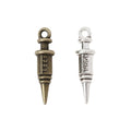 Syringe Shaped Metal Charms in Antique Bronze and Silver view 4