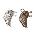 Wolf Head Charm Sculpted Metal Pendant in Two Finishes view 4
