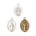 Oval Religious Figure Medal Charm In Antique Bronze and Antique Silver Metal Finish view 4