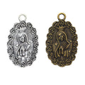 Rose Framed Virgin Medal Charm in 2 Metal Finishes for Jewelry Making view 4