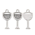 Classic Wine Glass Metal Charms in Six Metallic Finishes view 4