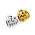 Handbag Large Hole Bead with a handbag shape with dotted flap detail in 2 Metal Finishes view 4