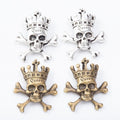2-Finish Crowned Skull And Crossbones Metal Jewelry Components for Crafts view 4
