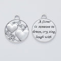 Sister Heart Disc Metal Charm Pendant in 4 Finishes for DIY Jewelry view 4