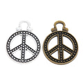 Large Beaded Peace Sign Charms in Bronze and Antique Silver view 4