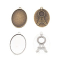 Oval Cabochon Pendant Settings with Eiffel Tower Back Detail view 4