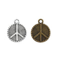 Striped Round Peace Sign Charms in Bronze and Antique Silver view 4