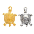 Turtle Charm with a patterned turtle shell with head in 2 Metal Finishes view 4