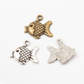 Crosshatched Fish Pendant Charm in Two Antique Finishes view 4