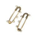 Multi Loop Safety Pin Brooch Bases in Two Antique Finishes view 4