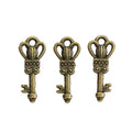 Crown Top Key Metal Charms in Antique Bronze and Silver view 4