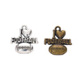 Football Word and Ball Pendant Charm in Two Finishes view 4