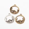 Mermaid In Round Frame Charm Metal Jewelry Making Component view 4