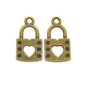 Heart Padlock Charm with a padlock shape with a heart cutout in 4 Metal Finishes view 4
