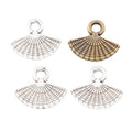 Textured Folding Fan Metal Charms in Two Antique Finishes view 4