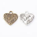 Love Heart Metal Charm 2 Finish Options Craft Supply view 4
