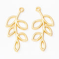 Leaf Branch Charm Openwork Metal Pendant in Five Finishes view 4