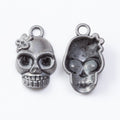 Side Facing Skull Metal Charm Pendant in Three Finishes view 4