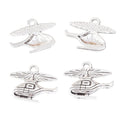 Side View Helicopter Metal Charms in Two Antique Finishes view 4