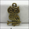Branch Perched Owl Charms in Antique Bronze and Silver view 4