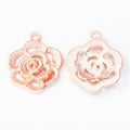Openwork Rose Flower Charm in Five Metal Finishes for Jewelry view 4