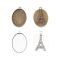 4.15 cm Oval Cabochon Settings with Eiffel Tower Back Detail view 4