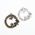 Antique Bronze and Silver Garden Wreath Charms for Jewelry Making view 4