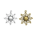 Wavy Ray Sun Metal Pendant Charms in 2 Distinct Finishes view 4