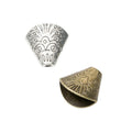 Engraved Conical Bead Cap In Antique Bronze and Antique Silver Metal Finish view 4