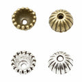 Fluted Round Bead Cap In Antique Bronze and Antique Silver Metal Finish view 4
