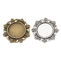 Floral Round 15mm Cabochon Setting Metal Jewelry Making Component view 4