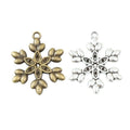 Detailed Six Arm Snowflake Charm In Antique Bronze and Antique Silver Metal Finish view 4