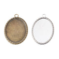 Oval Cabochon Pendant Setting with Engraved Border view 4