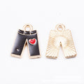 Gold Tone Enamel Shirt and Shorts Charms with Heart Details view 4