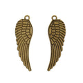 Long Feathered Angel Wing Metal Charms in Four Finishes view 4