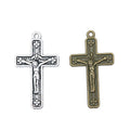 Antique Metal Crucifix Cross Charm Pendant With Textured Detail, 2 Finishes view 4