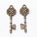 Floral Skeleton Key Charm in 2 Metal Finishes for Jewelry Making view 4